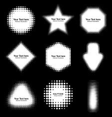 Set of Abstract White Halftone Design Elements