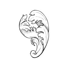 traditional hand drawn floral swirl N6