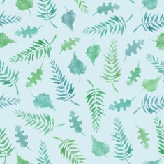 Green leafs seamless pattern in watercolor N3