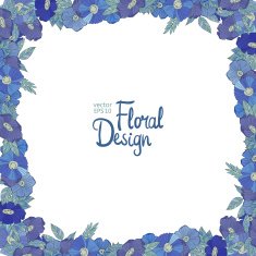 Blue floral border made with wildflowers N11