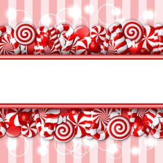 Sweet banner with red and white candies