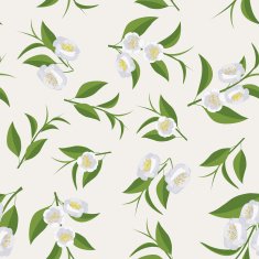 Seamless texture with leaves and flowers of tea