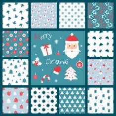 Set of retro style Christmas patterns Winter background Endless textures