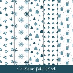 Set of simple retro Christmas patterns Winter background Endless textures