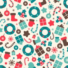Retro style Christmas patterns Winter background Endless texture in pastel