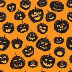 Seamless pattern Of Vintage Happy Halloween pumpkins N7