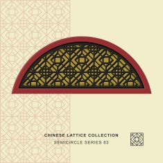 Chinese window tracery semicircle frame 83 square diamond