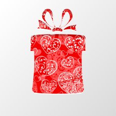 Cut out the paper in shape gift box with hearts