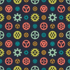 Colored gears seamless pattern N2