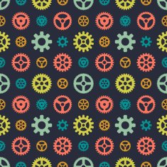 Colored gears seamless pattern N2