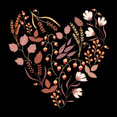 Dark Autumn floral card Fall autumn leaves in the shape