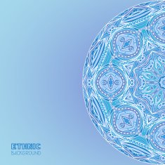 Blue Background With Detailed Ornament Half Round Element N2