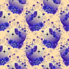 Gradient moon with succulent design among stars