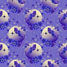Gradient moon with succulent design among stars N2