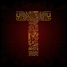 Vector Gold Mono Line style Geometric Font Letter T N2
