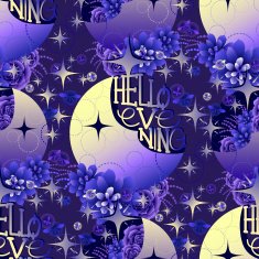 Moon with succulent design among stars