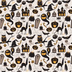 Seamless pattern Of Vintage Happy Halloween flat icons N3