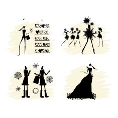 Fashion girls black silhouettes collection N3