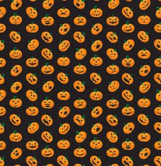 Seamless pattern from Halloween emotional pumpkins