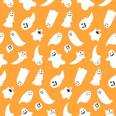 Seamless pattern from halloween emotional ghosts