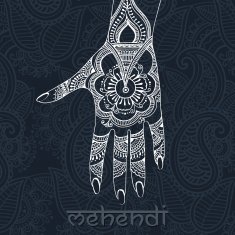 Illustration with mehendi drawing on woman`s hand N2