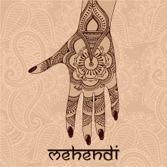 Illustration with mehendi drawing on woman`s hand N3