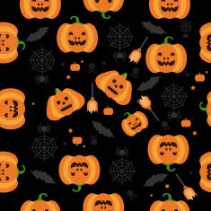 Seamless Halloween Pumpkin Pattern Vector Illustration N2