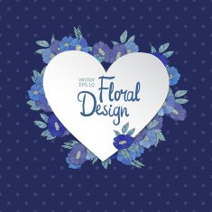Blue floral border made with wildflowers N13