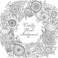 vector black and white floral frame pattern N2