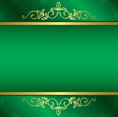 bright green card with floral gold decorations - vector