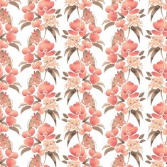 Watercolor illustration with leaves and flowers Seamless pattern 41 N2