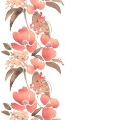 Watercolor illustration with leaves and flowers Seamless border 11