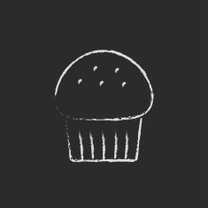 Cupcake icon drawn in chalk N2
