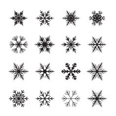 Set of black snowflakes