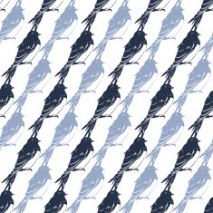 Vector Sitting Swallows Birds Diagonal Seamless Pattern