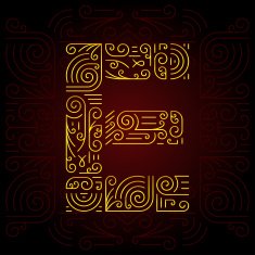 Vector Gold Mono Line style Geometric Font Letter E N2