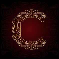 Vector Gold Mono Line style Geometric Font Letter C N2