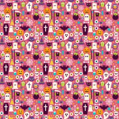 Flat Halloween Holiday Items Seamless Pattern