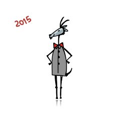 Funny goat sketch Symbol of 2015 new year N4