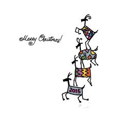 Funny goats sketch Symbol of 2015 new year