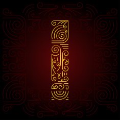 Vector Gold Mono Line style Geometric Font Letter I N2