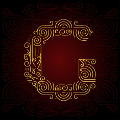 Vector Gold Mono Line style Geometric Font Letter G N2