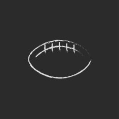 Rugby football ball icon drawn in chalk N2