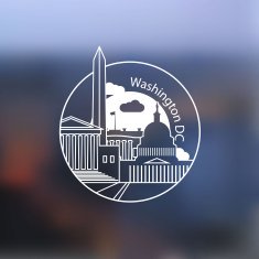 Linear round icon of Washington DC USA