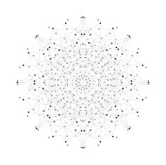 Round vector shape molecular construction with connected lines and dots N5