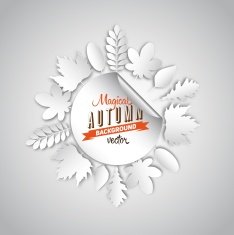 Autumn abstract paper style background circle from papercut leafs