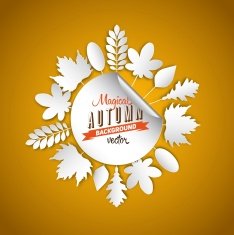 Autumn abstract paper style background circle from papercut leafs N3