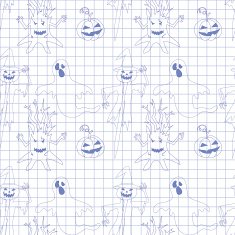 Seamless pattern with monsters in notebook Print for Halloween