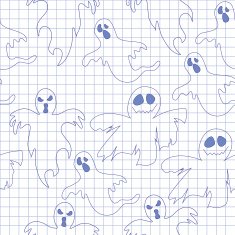Seamless pattern with ghosts in notebook Print for Halloween