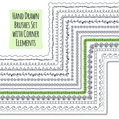 Hand drawn brushes with corner elements set N2